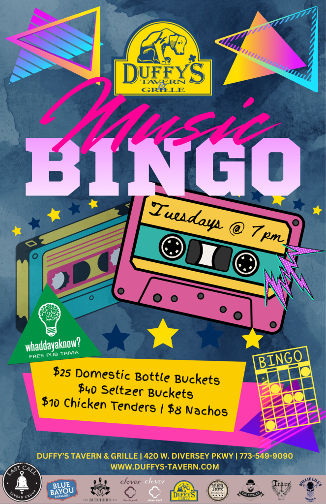 Tuesdays at 7 PM | Music Bingo | Duffy’s Tavern & Grille