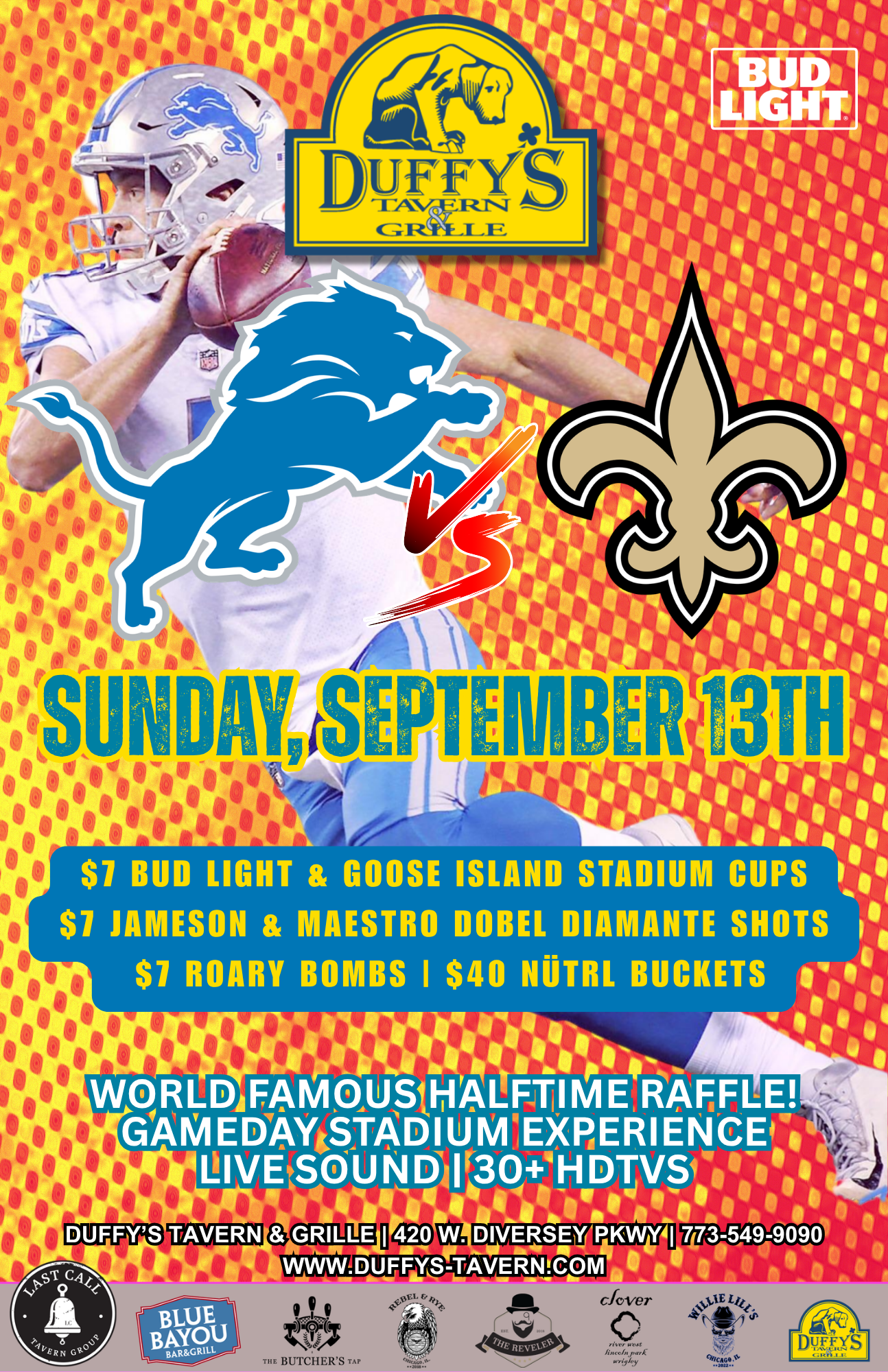 09-13-26 | Lions vs. Saints Watch Party | Duffy’s Tavern & Grille