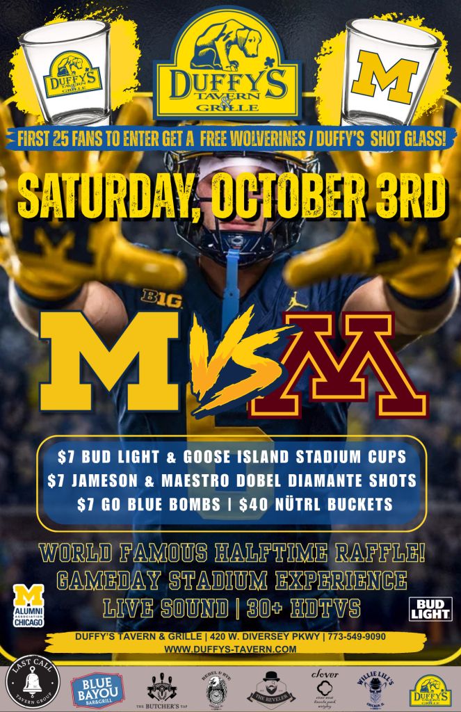 Michigan vs. Minnesota at Duffy’s – Saturday, October 3rd