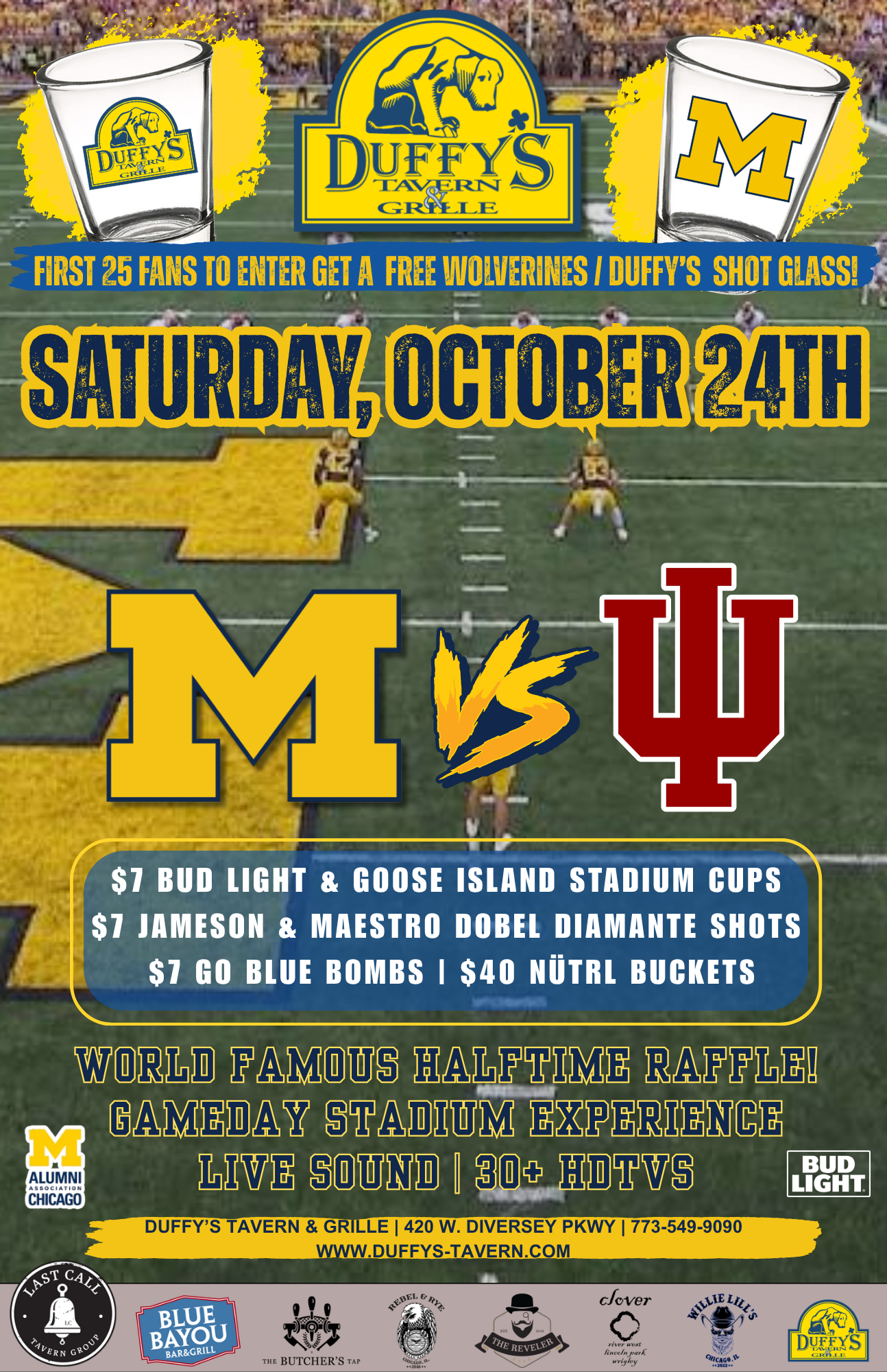 Michigan vs. Indiana at Duffy’s – Saturday, October 24th