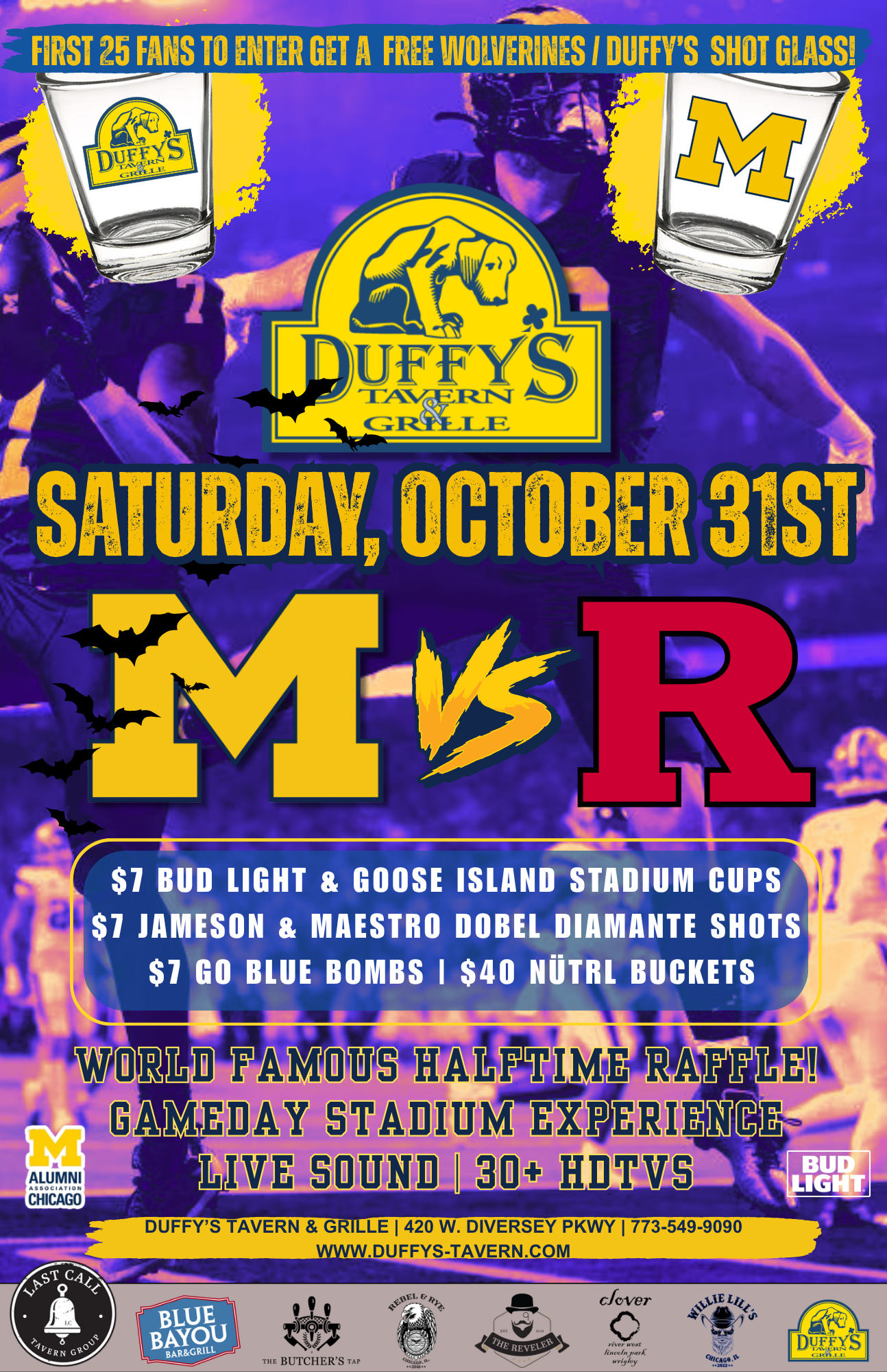 Michigan vs. Rutgers at Duffy’s – Saturday, October 31st