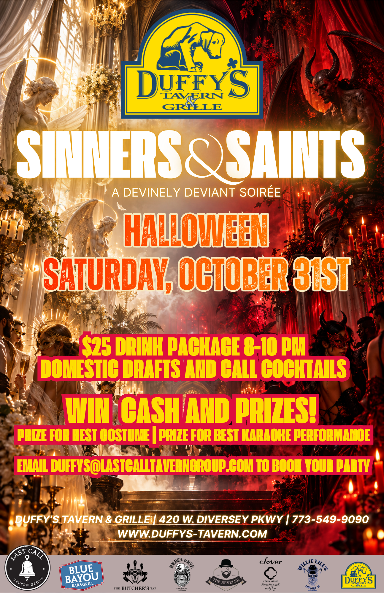 Sinners & Saints Halloween Party at Duffy’s – Saturday, October 31st